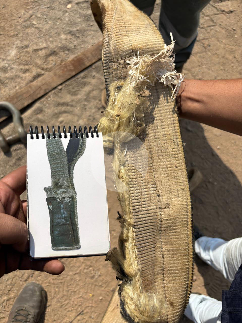 Eslingas retiradas de campo por desgaste